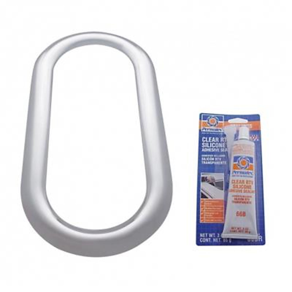 Stainless Steel Oval Window Trim w Sealant Adhesive for Peterbilt
