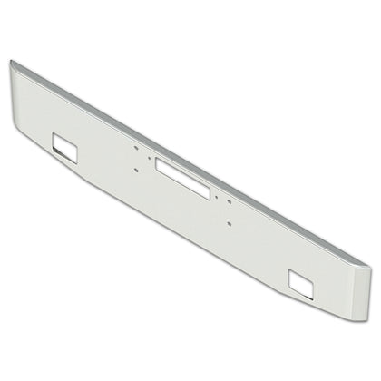 1989+ Western Star 16" Tapered Rolled End 7GA Steel Chrome Bumper w Tow, Mount & Fog Light Holes