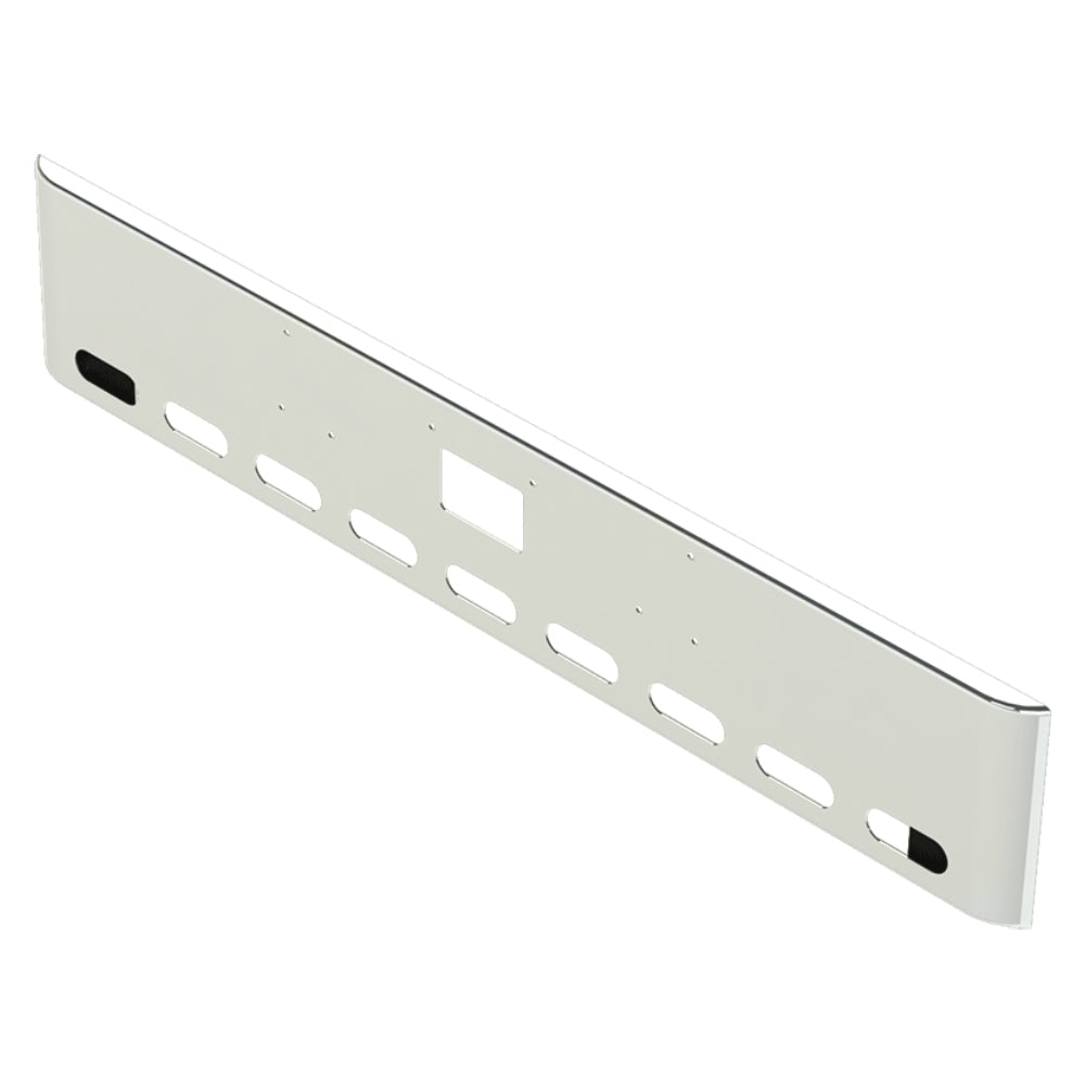 18" Peterbilt 379 Rolled End Square 7GA Steel Chrome w Bolt & Tow Pin Holes (9 Oval Light Holes)