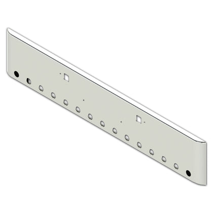 Peterbilt 388/389 18" Texas Square 7GA Steel Chrome Bumper w Bolt & Tow Pin Holes - 15 2" Round Light Holes