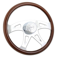 18" Chrome & Mahogany Steering Wheel (Various Designs)