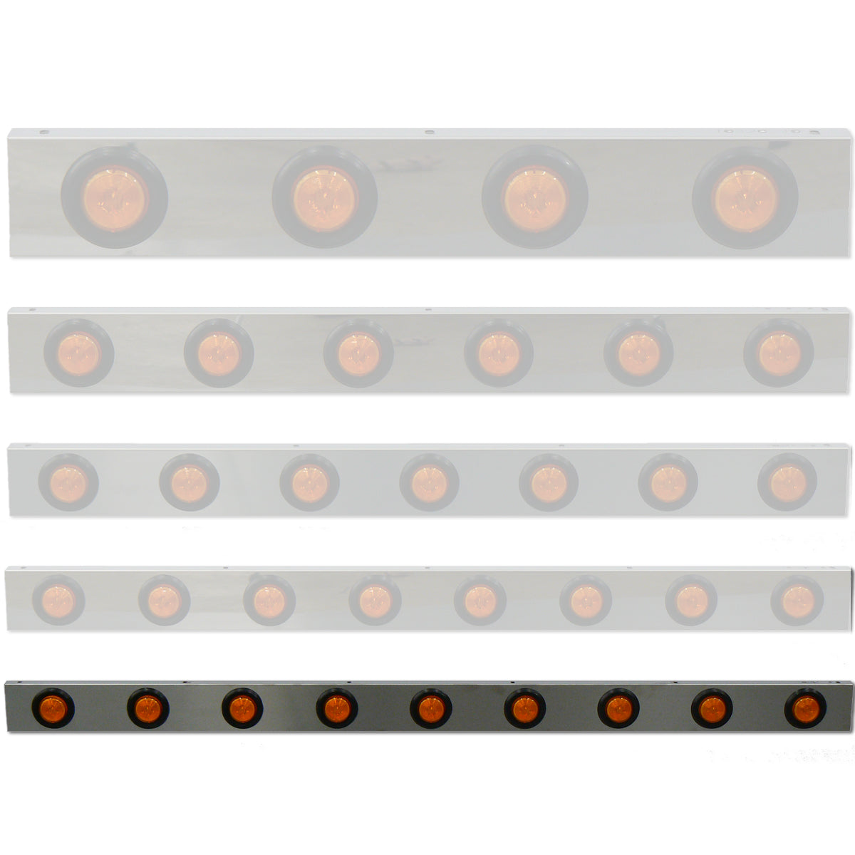 3.5" Light Channels with 2" Lights (Various Lengths) - Berube's Truck Accessories