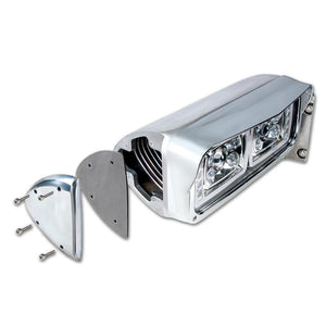 Polished Aluminum Headlight Turn Signal Cover Kit For Peterbilt