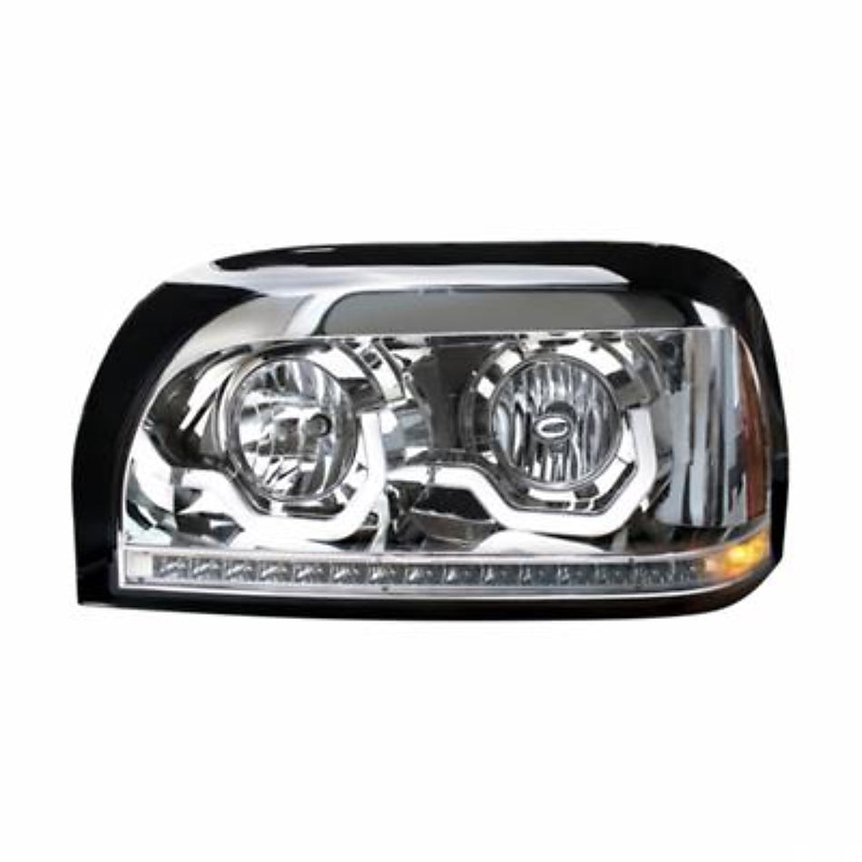 Freightliner Century Chrome Projection Headlight w LED Turn Signal & Light Bar (Driver or Passenger)