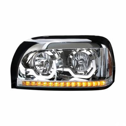 Freightliner Century Chrome Projection Headlight w LED Turn Signal & Light Bar (Driver or Passenger)