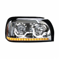 Freightliner Century Chrome Projection Headlight w LED Turn Signal & Light Bar (Driver or Passenger)