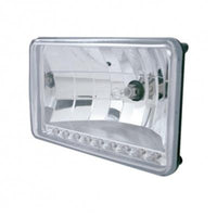 ULTRALIT - 4" X 6" Crystal Headlight With 9 White LED Position Light - Low or High Beam