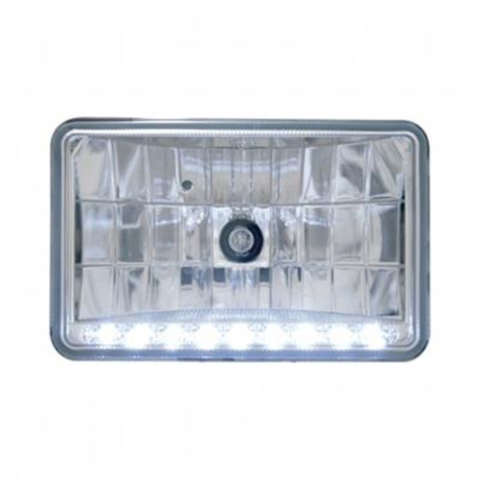 ULTRALIT - 4" X 6" Crystal Headlight w 9 White LED Position Light - Low or High Beam