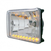 ULTRALIT - 4" X 6" Crystal Headlight With 9 Amber LED Position Light - Low or High Beam