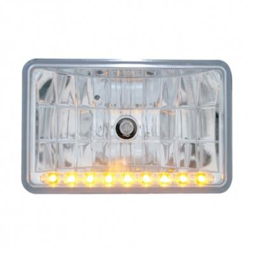 ULTRALIT - 4" X 6" Crystal Headlight With 9 Amber LED Position Light - Low or High Beam