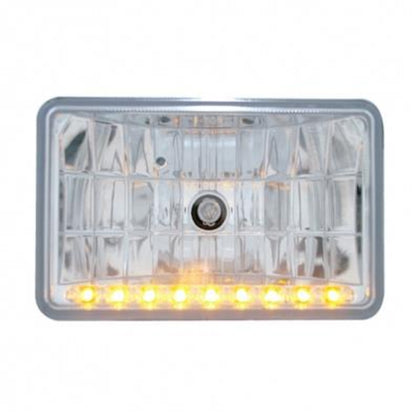 ULTRALIT - 4" X 6" Crystal Headlight With 9 Amber LED Position Light - Low or High Beam