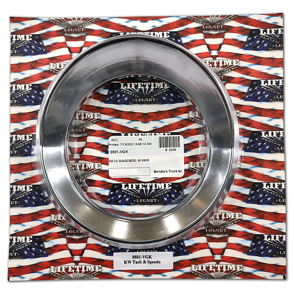 Kenworth Large Gauge Chrome Bezel with Visor