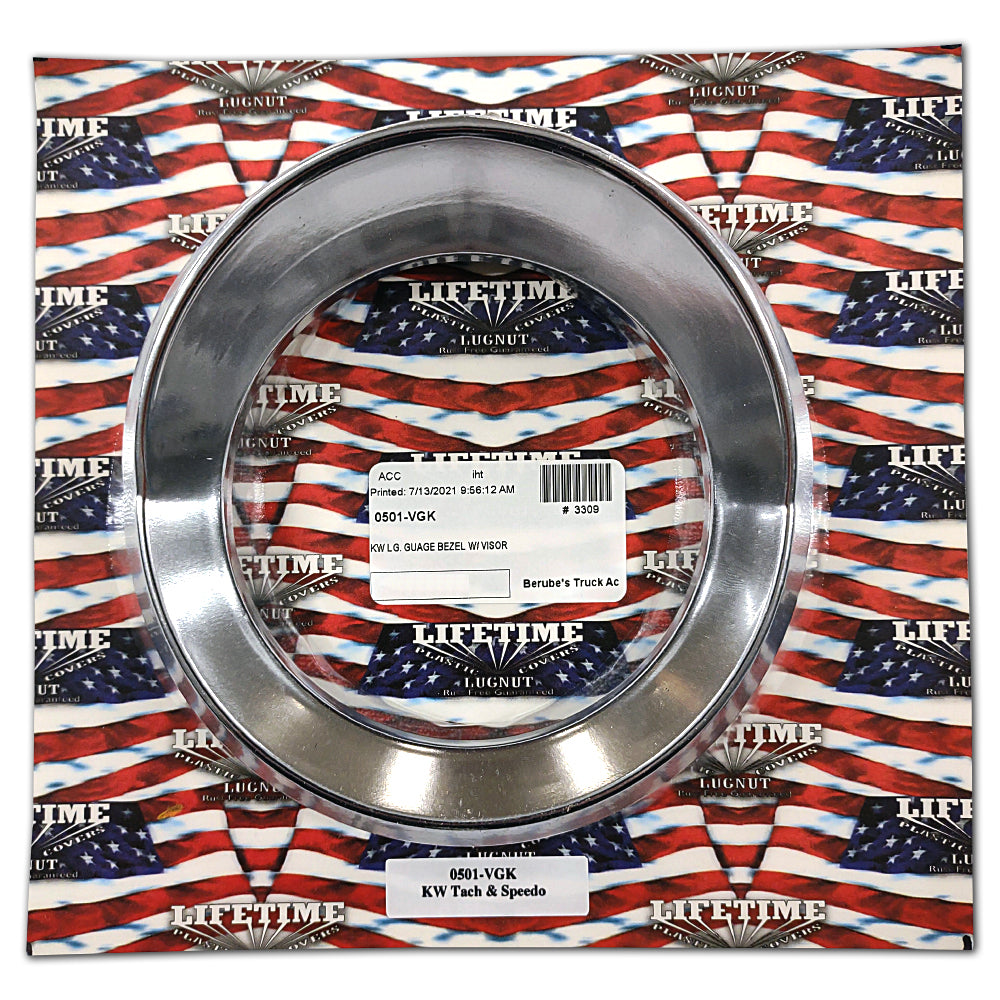 Kenworth Large Gauge Chrome Bezel with Visor