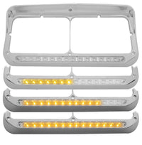 Sequential LED Rectangular Dual Headlight Bezel w/ Visor