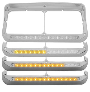 Sequential LED Rectangular Dual Headlight Bezel w/ Visor