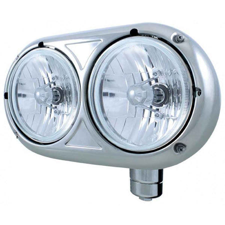 Peterbilt 359 Stainless Dual Headlight w/ 9007 Crystal Headlamps