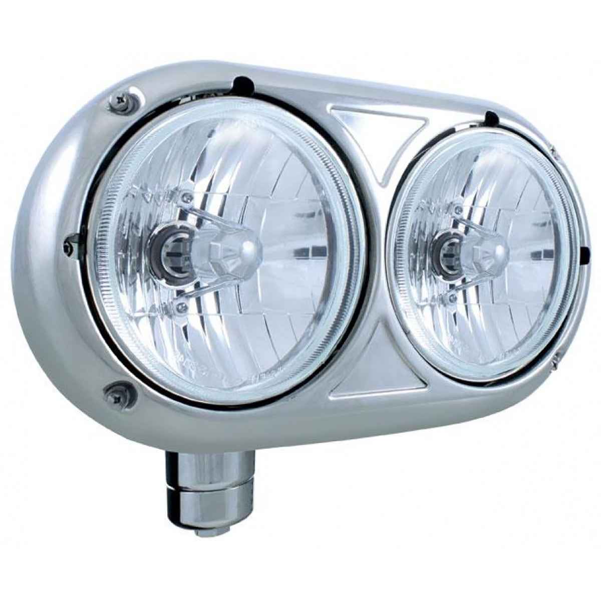 Peterbilt 359 Stainless Dual Headlight w/ 9007 Crystal Headlamps