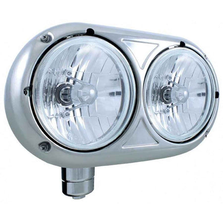 Peterbilt 359 Stainless Dual Headlight w/ 9007 Crystal Headlamps