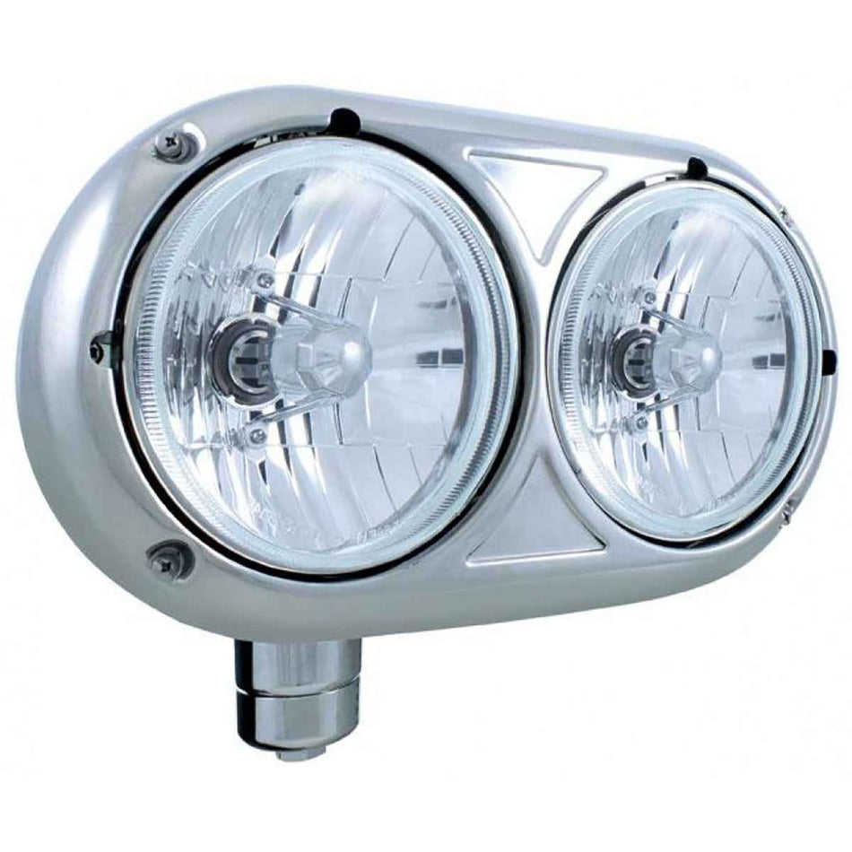 Peterbilt 359 Stainless Dual Headlight w/ 9007 Crystal Headlamps