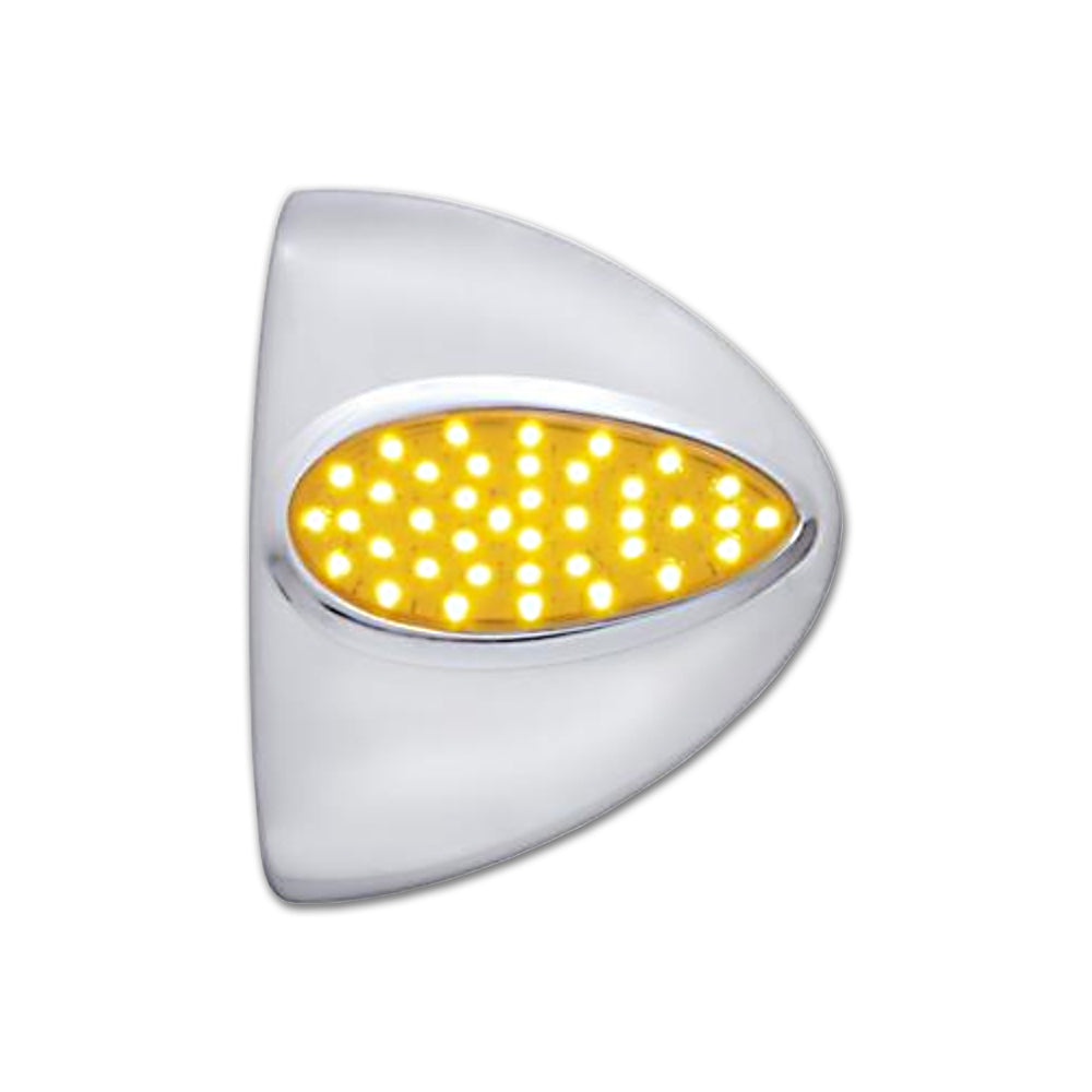 39 LED Teardrop Headlight Turn Signal Light Cover For Peterbilt - Amber LED/Amber Lens