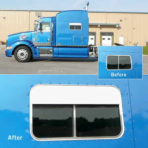 Roadwork's Stainless Steel 5" Chop Tops for Peterbilt 70" Sleeper Windows