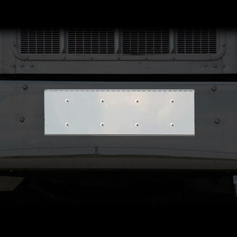 Roadwork's Stainless Steel Hinged Tow Pin Cover with Holes for 2 License Plates for Peterbilt 389