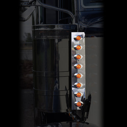 Stainless Steel Front Air Cleaner Lights Peterbilt 15" Donaldson w M3 Lights