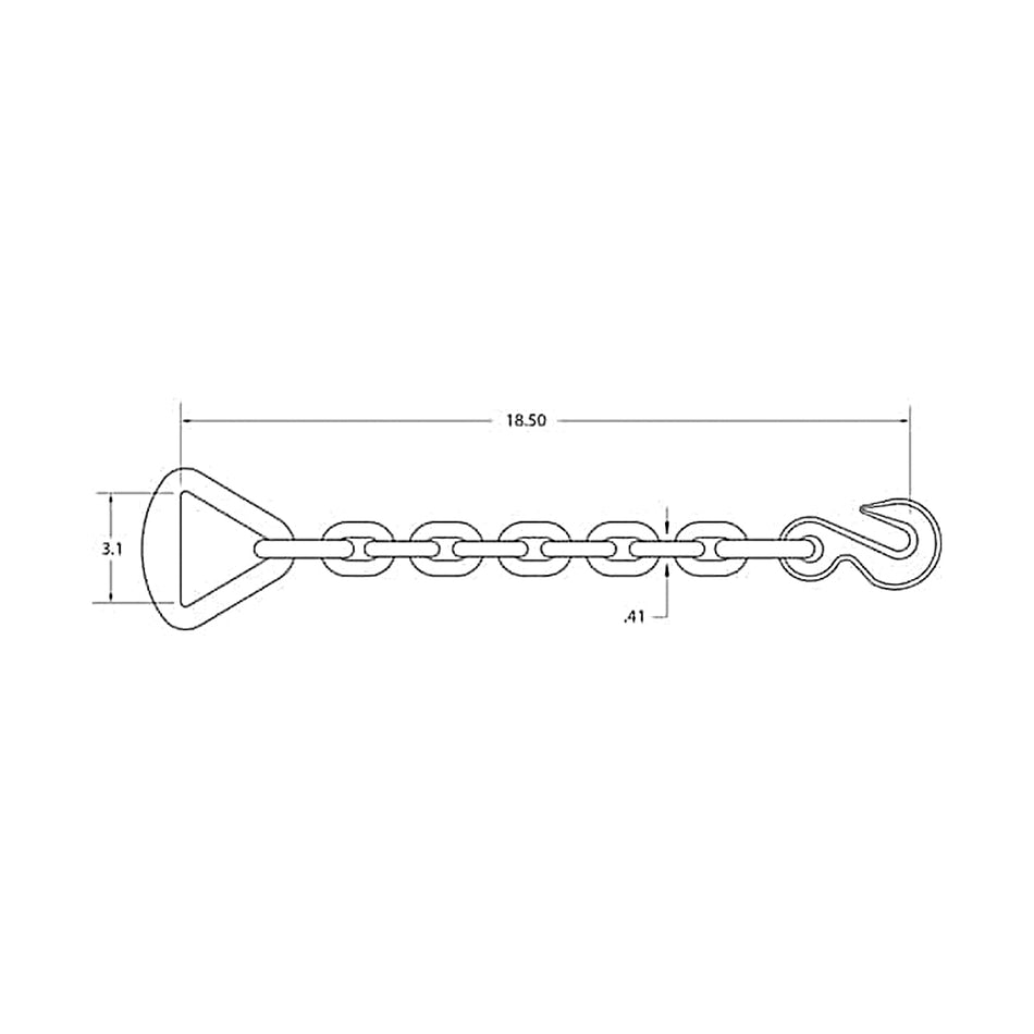 3" D-Ring w/ 12" x 3/8" Chain & Hook