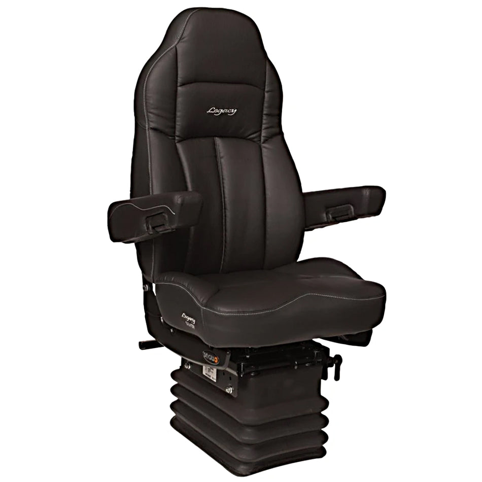 Seats Inc.™ Legacy "Silver" Seat in Black Leather, High Back w Armrests