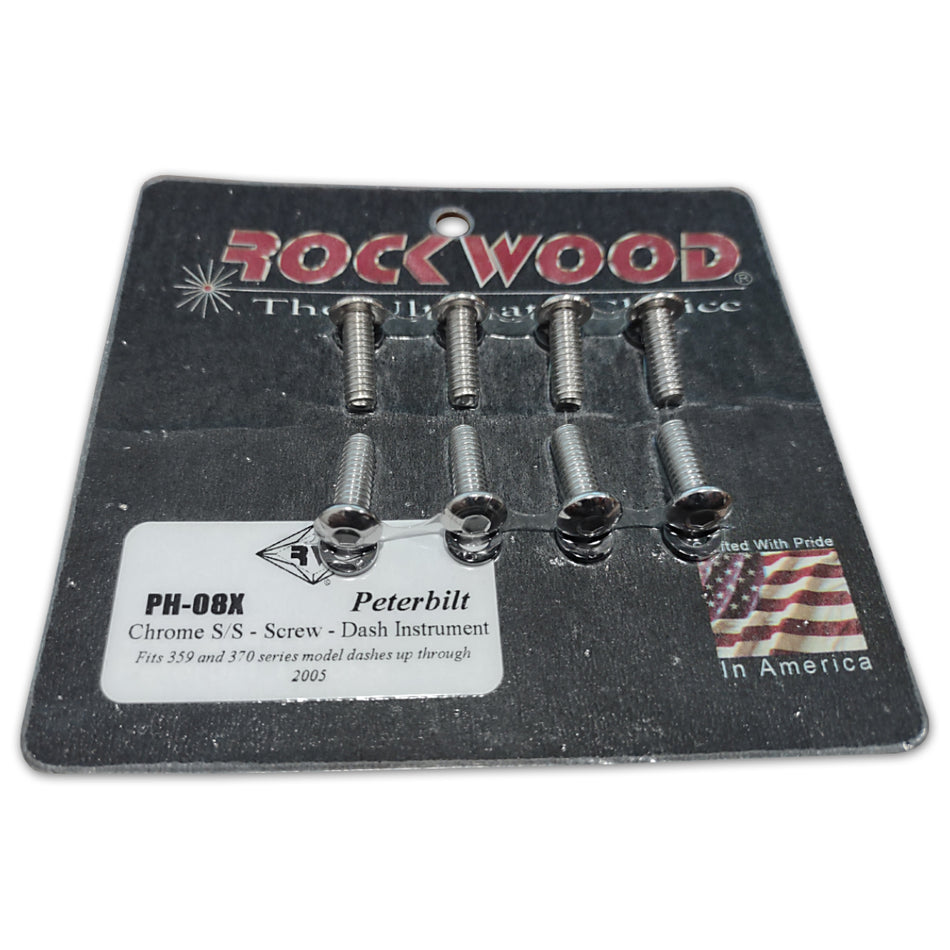Rockwood - Peterbilt Chrome Stainless Steel Dash Instrument Screws (8 pk)