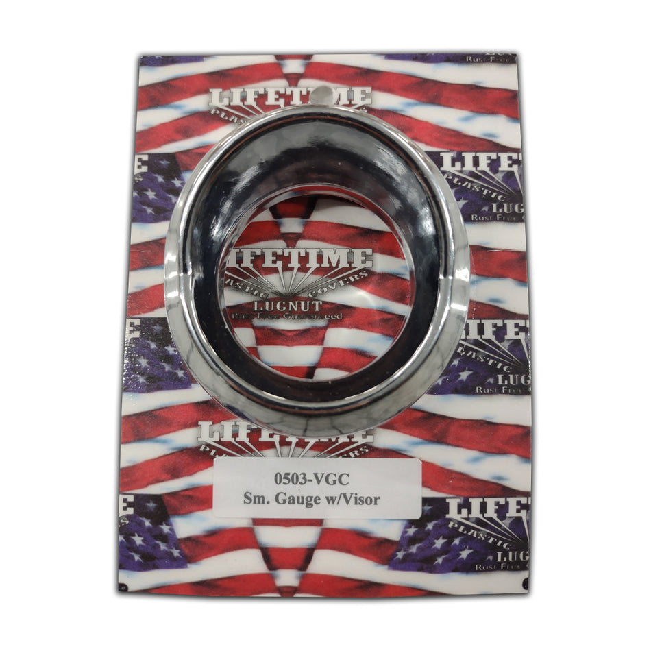 Kenworth, Peterbilt, Freightliner Small Chromed Plastic Gauge Bezel with Visor