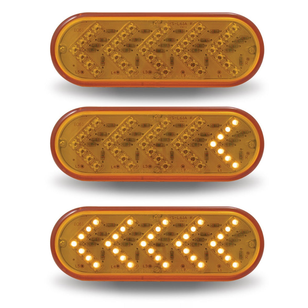 Trux Amber Turn & Marker Sequential Arrow Oval LED Light - 35 Diodes