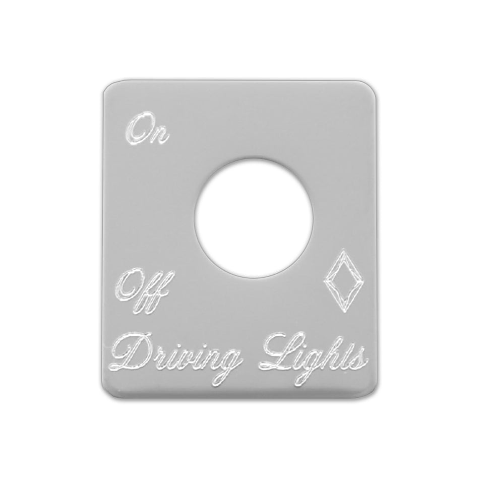 Rockwood Peterbilt Stainless Steel Switch Plate - Cursive "Driving Lights"