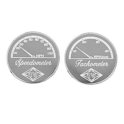 2000 & Older Peterbilt 359 & 370 Stainless Steel Round Speedometer & Tachometer Gauge Emblem