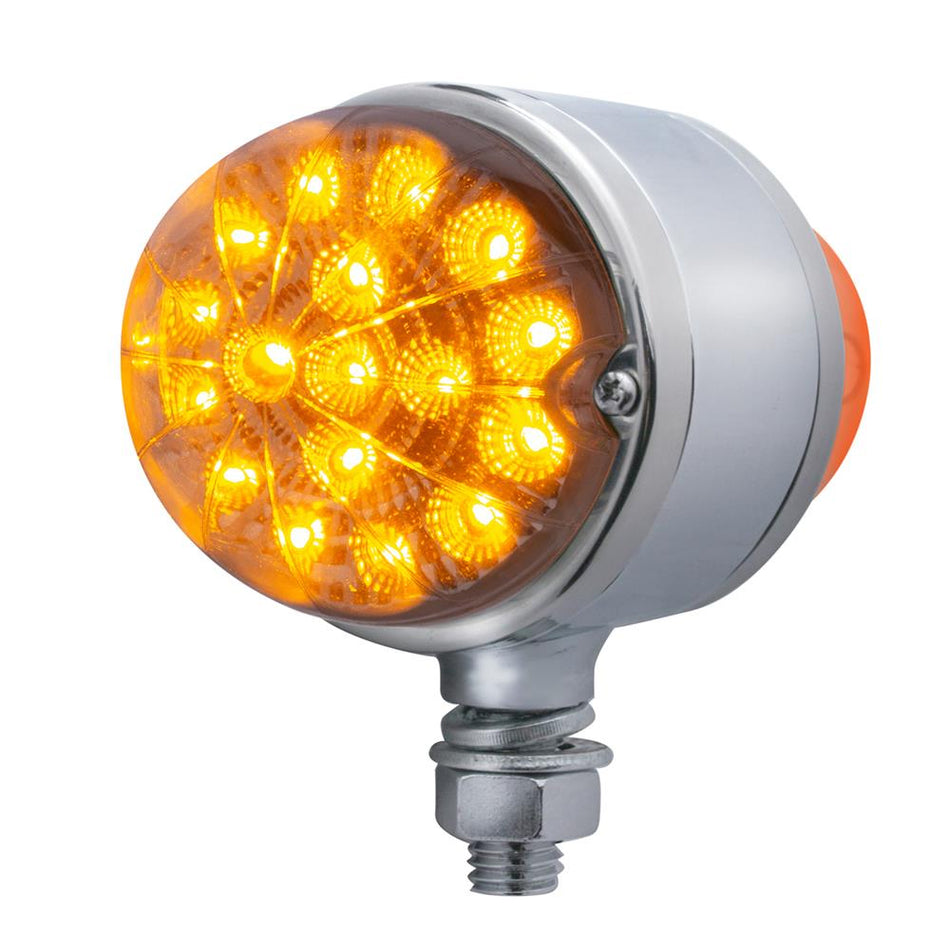 17 LED Dual Function Reflector Double Face Light - Amber & Red LED/Clear Lens