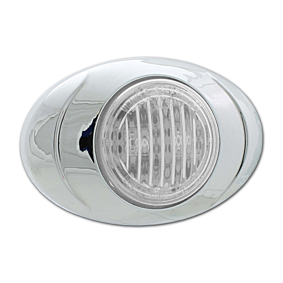 M3 3" Oval LED w Chrome Bezel Marker Light (Clear Lens/Amber or Red)