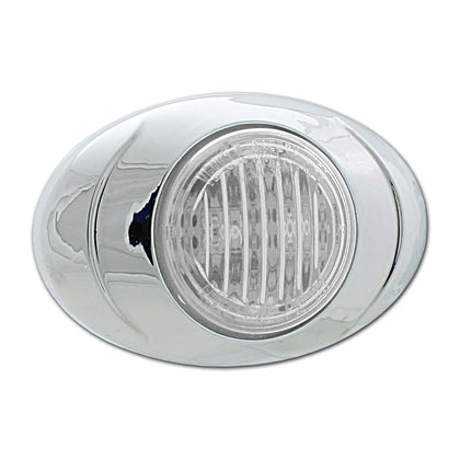 M3 3" Oval LED w Chrome Bezel Marker Light (Clear Lens/Amber or Red)