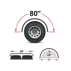 Trux - 80" Stainless Steel Single Axle Fenders w/ Rolled Edge (14g)