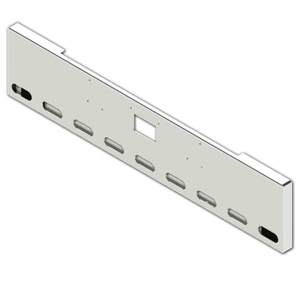 Peterbilt 379 20" Box End Square 10GA Steel Chrome Bumper w Bolt & Tow Pin Holes (9 Oval Light Holes)