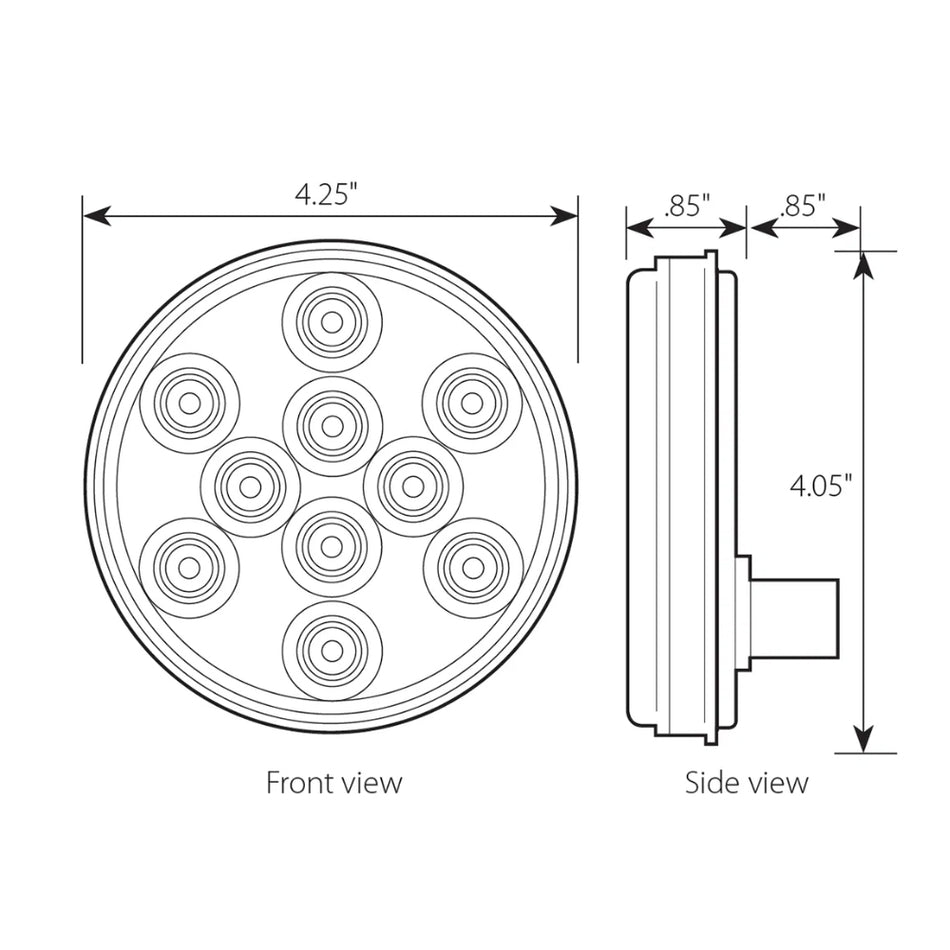 4" MEGA 10 LED Green/Clear Stop-Turn-Tail Light