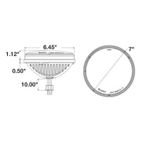 7" Round LED - 2 Diode Headlight with Polycarbonate Lens (12-24V)