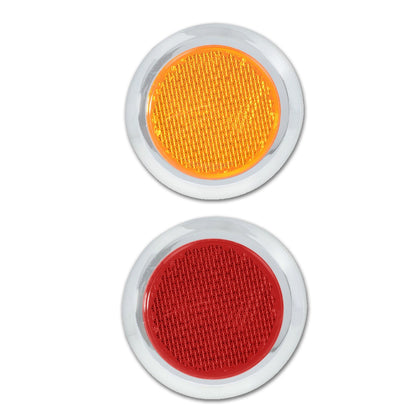 Grand General 2-1/8" Round Stick-On Reflector w Chrome Trim (Amber or Red)