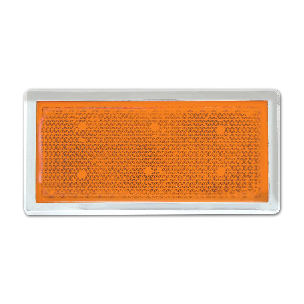 Grand General Rectangular Stick-On Reflector w Chrome Trim (Amber or Red)