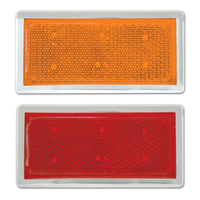 Grand General Rectangular Stick-On Reflector w Chrome Trim (Amber or Red)