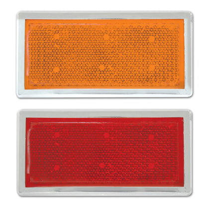 Grand General Rectangular Stick-On Reflector w Chrome Trim (Amber or Red)