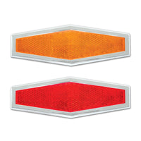 Grand General Diamond Shape Stick-On Reflector w Chrome Trim (Amber or Red)