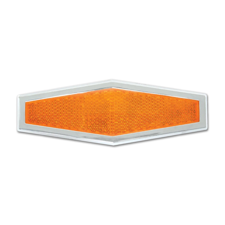 Grand General Diamond Shape Stick-On Reflector w Chrome Trim (Amber or Red)