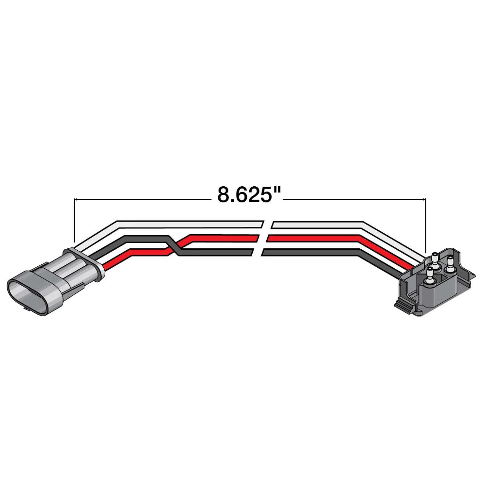 Stop/Turn/Tail Plug, 16 Gauge GPT Wire, Right Angle PL-3, Fit 'N Forget S.S. Plug, 8.5 in. - Berube's Truck Accessories