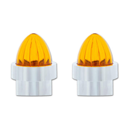 United Pacific Watermelon Lens Bumper Guide Top W/ Chrome Base - Amber (2 Pack)