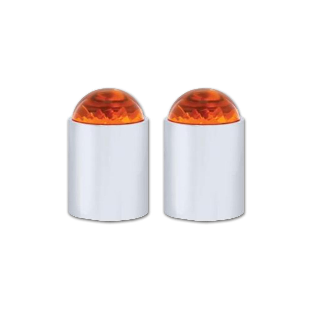 United Pacific Dome Lens Bumper Guide Top w/ Chrome Base - Amber or Blue (2 Pack)